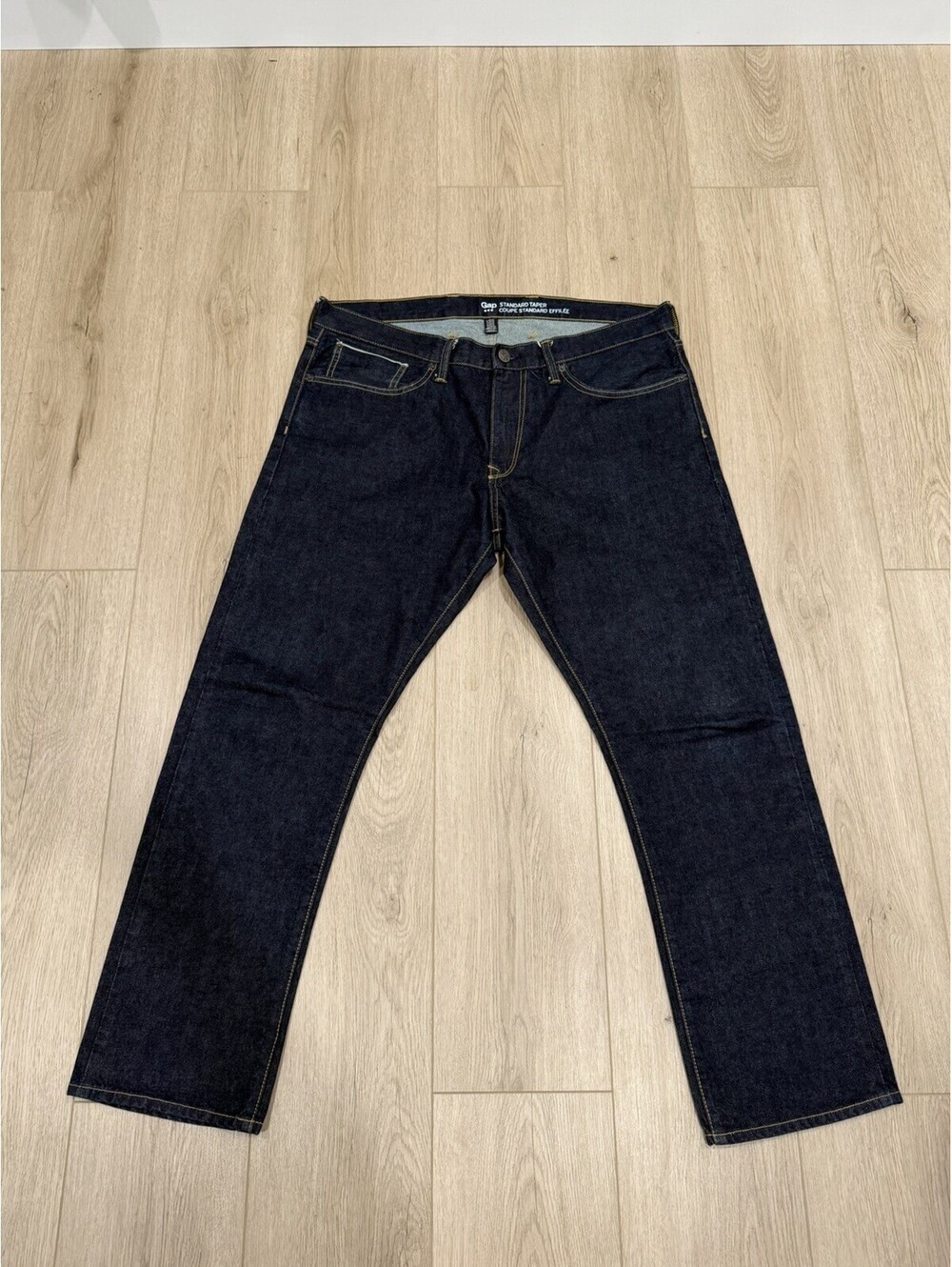 GAP 1969 Rinsed Selvage Denim Jeans Standard Taper 38x30 Dark